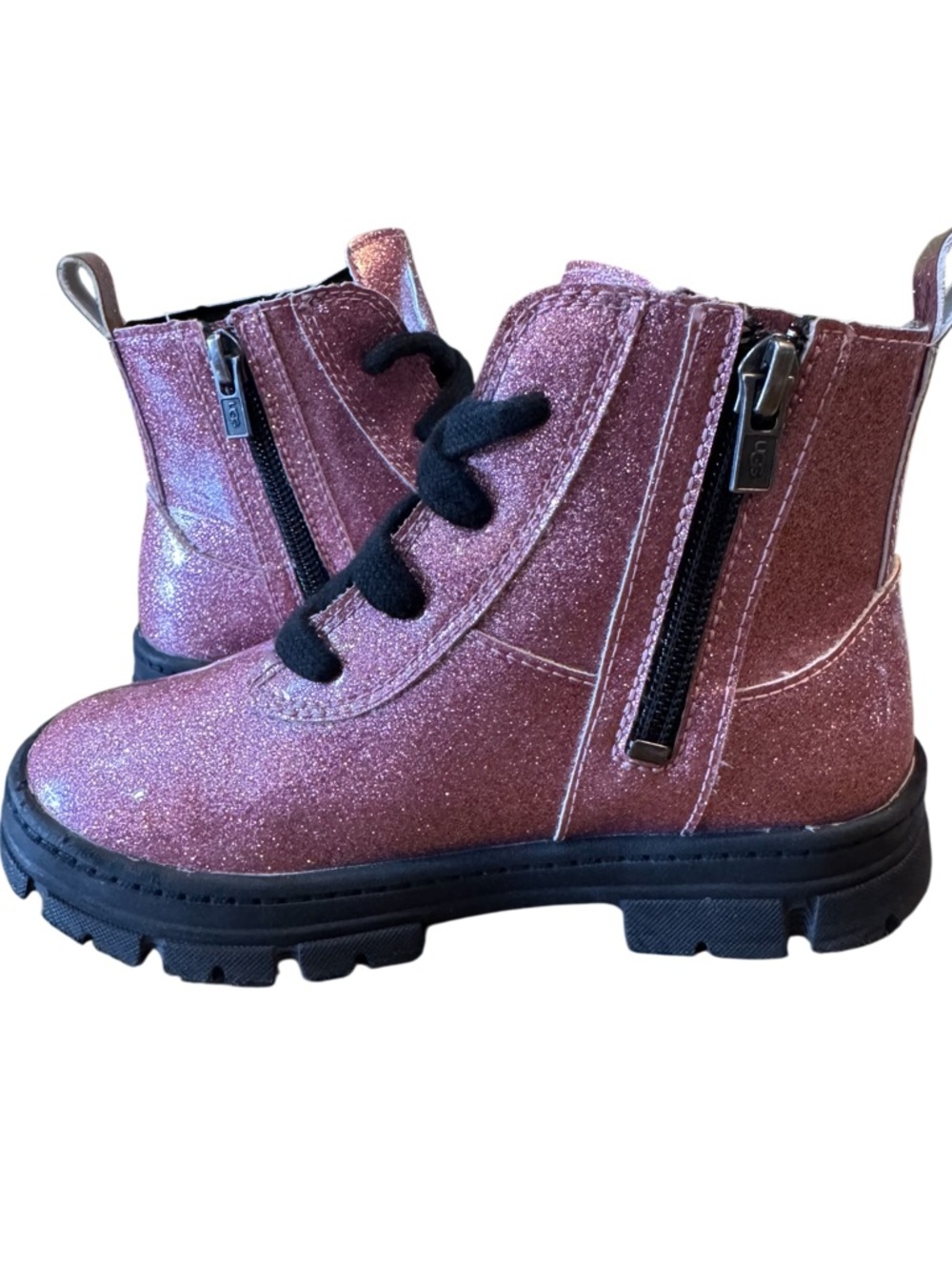 UGG Ashton Lace-Up Glitter Pink Combat Boots Kids' Size 12 - Picture 12 of 16